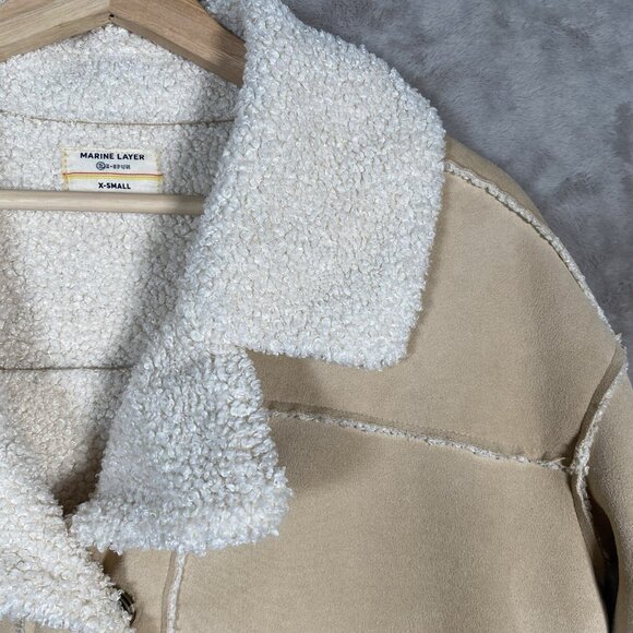Marine Layer Quebec Sherpa Jacket XS Faux Suede Faux Shearling 70s Yellowstone - Picture 5 of 14